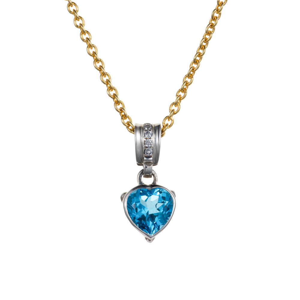 Heart Pendant - Blue Topaz & Diamond