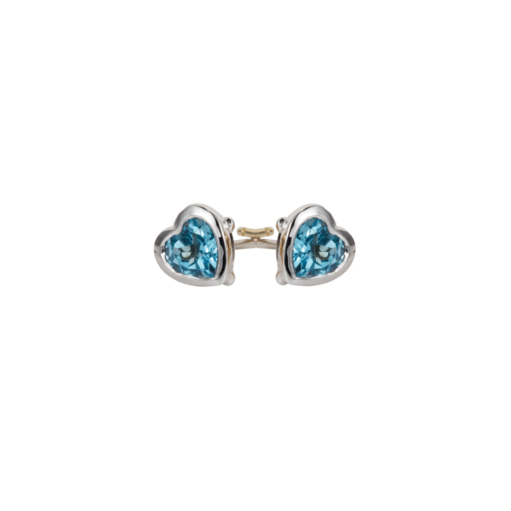 Heart  Blue Topaz Stud  Earrings