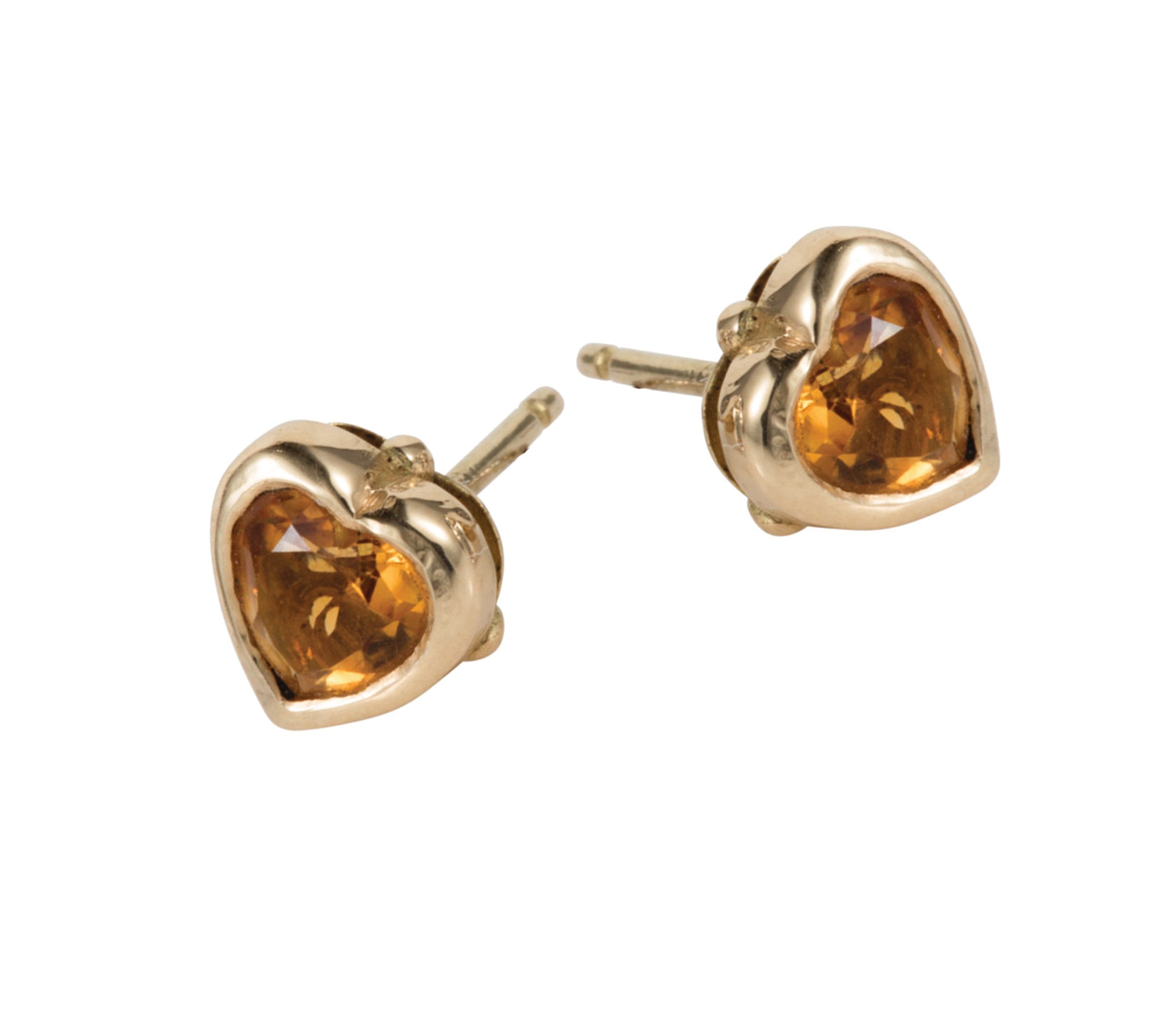 Heart Golden Citrean Stud Earrings